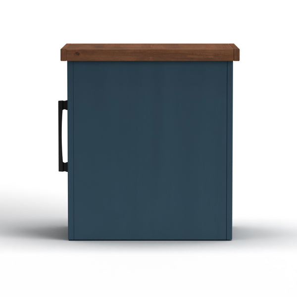 Legends Furniture Bridgevine Home Nantucket 14 Inch Chairside Table, No Assembly Required, Blue Denim And Whiskey Finish Blue Denim And Whiskey, Blue Poplar Solids And Okoume Veneers With Knotty Alder Top Nt4520.Bwk