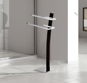 ORE International 29 Inch Freestanding Chrome Dual Towel and Toilet Paper Holder Stand for Bathrooms NTH006