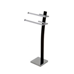 ORE International 29 Inch Freestanding Chrome Dual Towel and Toilet Paper Holder Stand for Bathrooms NTH006