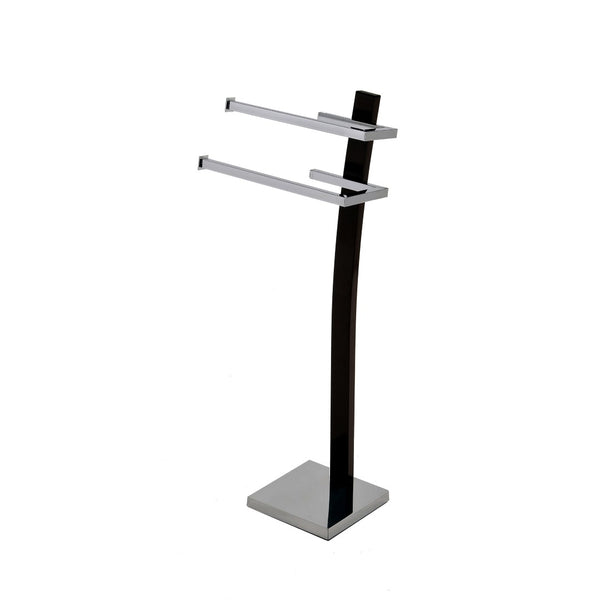ORE International 29 Inch Freestanding Chrome Dual Towel and Toilet Paper Holder Stand for Bathrooms NTH006