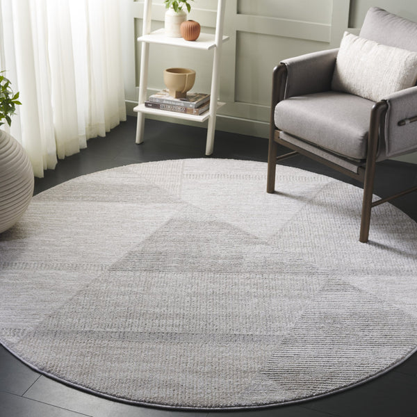 Safavieh Northport Elegant Power-loomed Runner Rug For Modern Hallways, Soft Comfort With Minimalist Style Ivory ,Grey 55% Polyester,45% Polypropylene Ntp402a-7r
