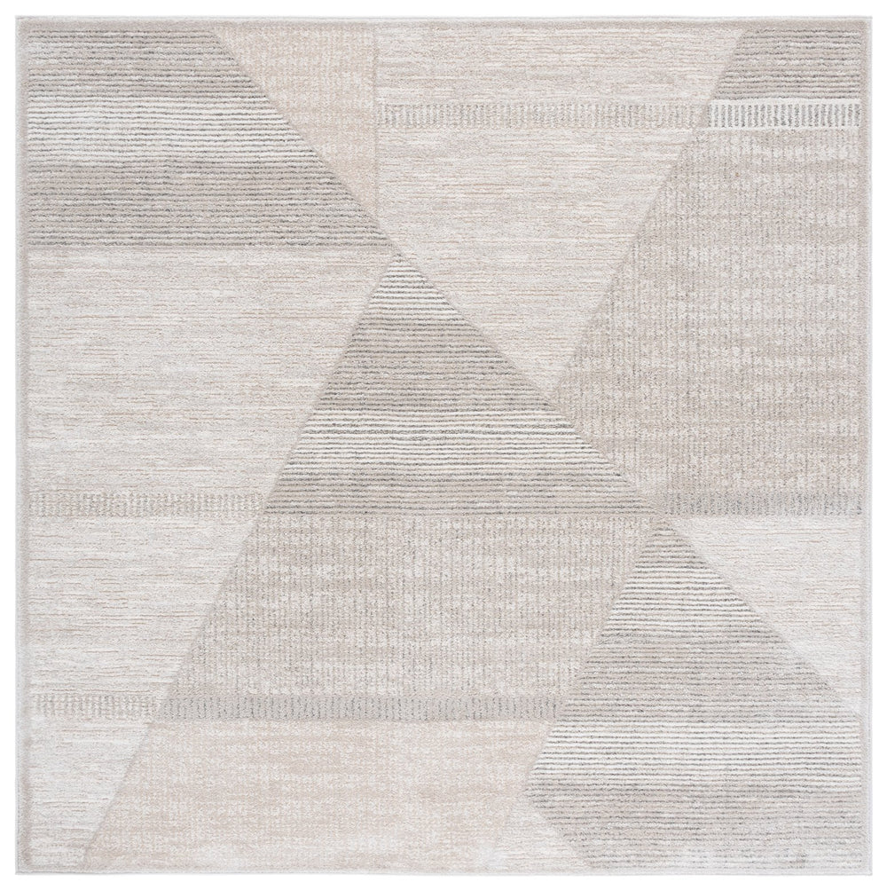 Safavieh Northport Elegant Power-loomed Runner Rug For Modern Hallways, Soft Comfort With Minimalist Style Ivory ,Grey 55% Polyester,45% Polypropylene Ntp402a-7sq