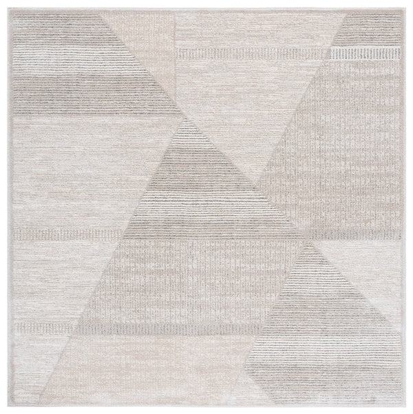 Safavieh Northport Elegant Power-loomed Runner Rug For Modern Hallways, Soft Comfort With Minimalist Style Ivory ,Grey 55% Polyester,45% Polypropylene Ntp402a-7sq