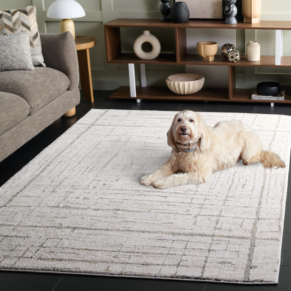 Safavieh Northport Elegant Area Rug - Modern Minimalist Design For Living Room, Bedroom, Or Hallway Decor Ivory ,Grey 55% Polyester,45% Polypropylene Ntp404a-8