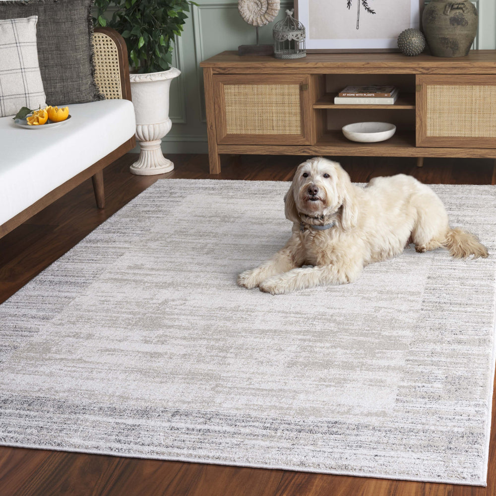 Safavieh Northport Modern Area Runner Rug - Elegant Power Loomed Design For Stylish Home Decor Enhancement Ivory ,Grey 55% Polyester,45% Polypropylene Ntp408a-5