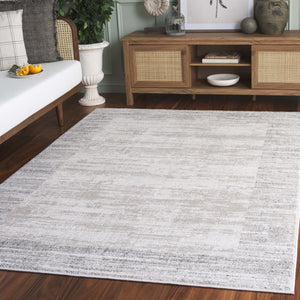 Safavieh Northport Modern Area Runner Rug - Elegant Power Loomed Design For Stylish Home Decor Enhancement Ivory ,Grey 55% Polyester,45% Polypropylene Ntp408a-5