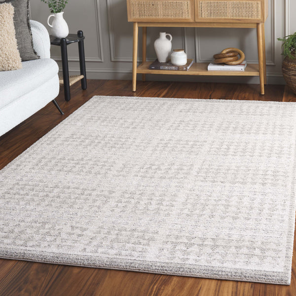 Safavieh Northport Ivory & Dark Grey Turkish Rug 6'7"X9'6" Power-Loomed 55% Polyester 45% Polypropylene Cushioning NTP430A-6
