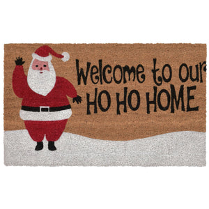 Trans Ocean Liora Manne Ho Ho Home Outdoor Mat - Cheerful Santa Coir Mat For Festive Entryways, 1'6" X 2'6" Natural Coir Ntr12201312