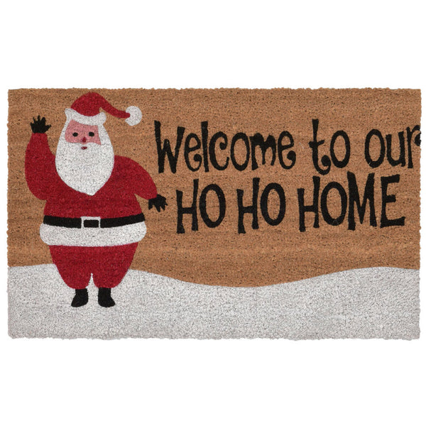 Trans Ocean Liora Manne Ho Ho Home Outdoor Mat - Cheerful Santa Coir Mat For Festive Entryways, 1'6" X 2'6" Natural Coir Ntr12201312