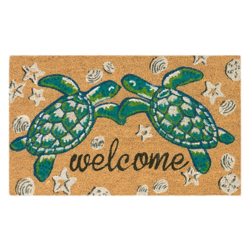 Trans Ocean Liora Manne Seaturtle Welcome Outdoor Mat - Coastal Graphic Design For Charming Entryways Natural Coir Ntr12205912
