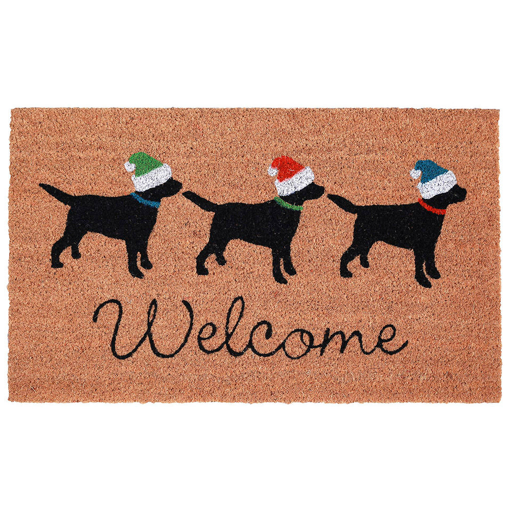Trans Ocean Liora Manne Natura Three Dogs Holiday Outdoor Mat - Festive Welcome Decor For Pet Lovers 1'6"X2'6" Natural Coir Ntr12206712