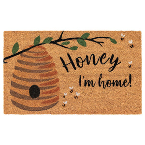 Trans Ocean Liora Manne Natura Honey I'm Home Outdoor Mat - Whimsical Bee Hive Design For Vibrant Entryways Natural Coir Ntr12222612