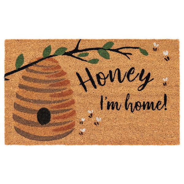 Trans Ocean Liora Manne Natura Honey I'm Home Outdoor Mat - Whimsical Bee Hive Design For Vibrant Entryways Natural Coir Ntr23222612