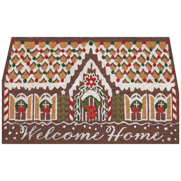 Trans Ocean Liora Manne Gingerbread House Welcome Mat – Festive Chocolate Coir For Cheerful Holiday Entryways Brown Coir Ntrf2254319