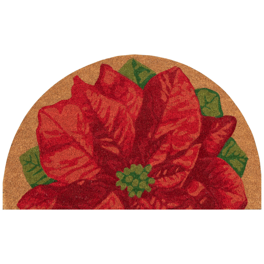 Trans Ocean Liora Manne Natura Poinsettia Outdoor Mat - Festive Floral Design For A Vibrant Entryway 1'6"X2'6" Natural Coir Ntrh1254212