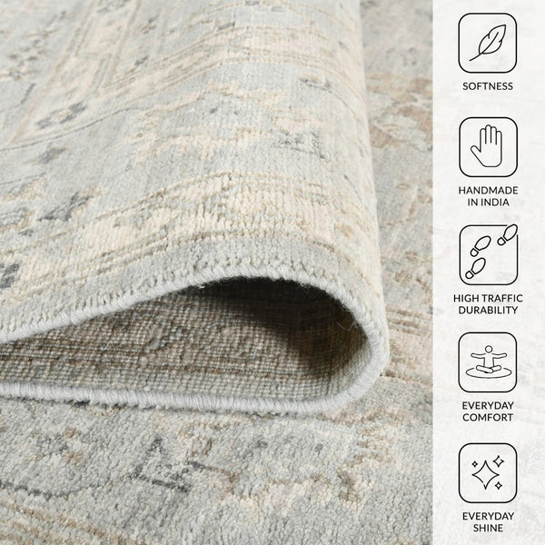 Amer Rugs Nuit Elegant Hand-knotted Area Rug In Premium New Zealand Wool For Timeless Home Décor Style Ice Blue Wool Nui1340912