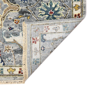 AMER Rugs Nuit Arabe  NUI-74 Hand-Knotted Handmade Raw Handspun Wool Transitional Bordered Rug Deep Silver 10' x 14'