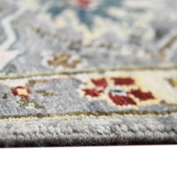 AMER Rugs Nuit Arabe  NUI-74 Hand-Knotted Handmade Raw Handspun Wool Transitional Bordered Rug Deep Silver 10' x 14'