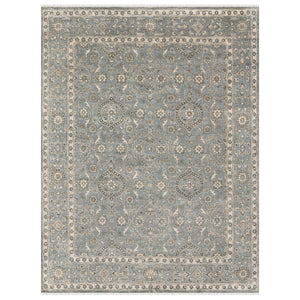 AMER Rugs Nuit Arabe  NUI-129 Hand-Knotted Handmade Raw Handspun Wool Transitional Bordered Rug Ice Blue 10' x 14'