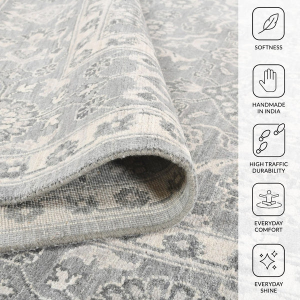 Amer Rugs Nuit Elegant Hand-knotted Area Rug In Premium New Zealand Wool For Timeless Home Décor Style Ice Blue Wool Nui1290810