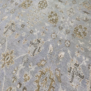AMER Rugs Nuit Arabe  NUI-134 Hand-Knotted Handmade Raw Handspun Wool Transitional Bordered Rug Ice Blue 10' x 14'