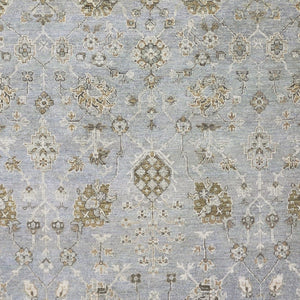 AMER Rugs Nuit Arabe  NUI-134 Hand-Knotted Handmade Raw Handspun Wool Transitional Bordered Rug Ice Blue 10' x 14'