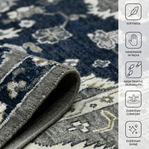 Amer Rugs Nuit Elegant Hand-knotted Area Rug In Premium New Zealand Wool For Timeless Home Décor Style Blue Sapphire Wool Nui200203