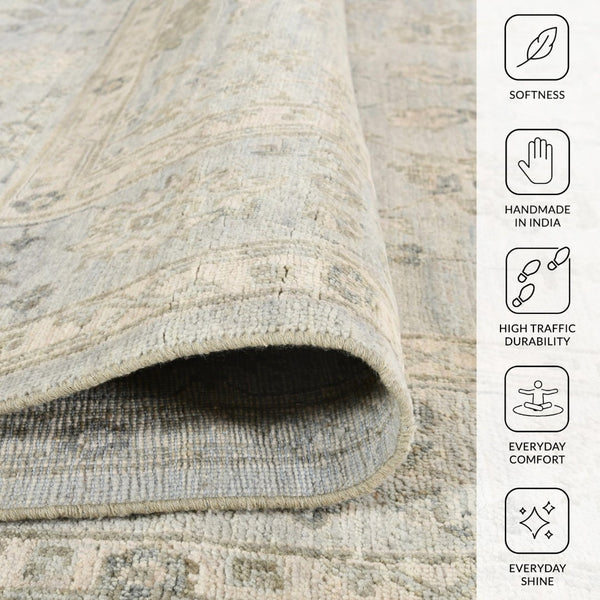 Amer Rugs Nuit Elegant Hand-knotted Area Rug In Premium New Zealand Wool For Timeless Home Décor Style Ice Blue Wool Nui60912