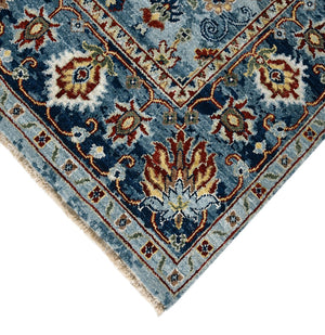 AMER Rugs Nuit Arabe Urie NUI-60 Hand-Knotted Handmade Raw Handspun Wool Transitional Bordered Rug Carolina Blue 10' x 14'