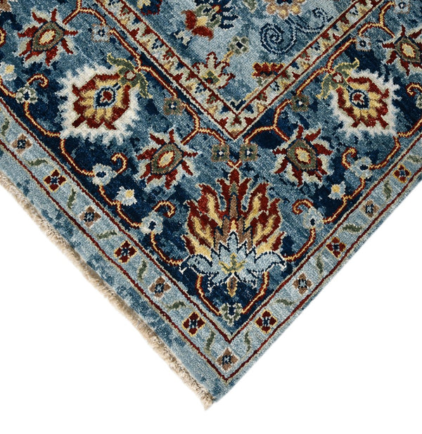 AMER Rugs Nuit Arabe Urie NUI-60 Hand-Knotted Handmade Raw Handspun Wool Transitional Bordered Rug Carolina Blue 10' x 14'