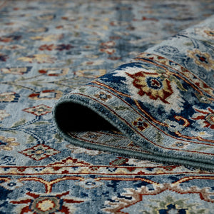 AMER Rugs Nuit Arabe Urie NUI-60 Hand-Knotted Handmade Raw Handspun Wool Transitional Bordered Rug Carolina Blue 10' x 14'