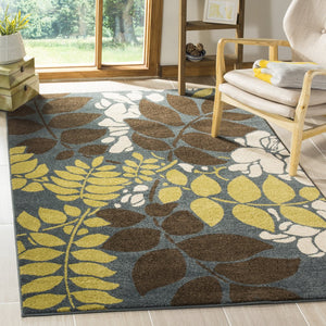 Safavieh Newbury Exquisite Power-loomed Area Rug With Elegant Botanical Design For Timeless Home Style Blue ,Brown Polypropylene Nwb8698-6525-3