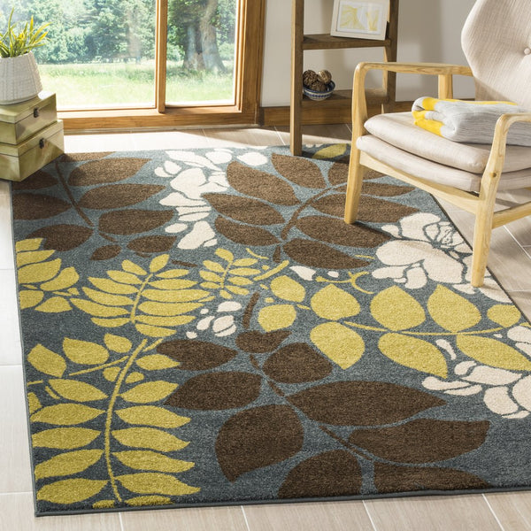 Safavieh Newbury Exquisite Power-loomed Area Rug With Elegant Botanical Design For Timeless Home Style Blue ,Brown Polypropylene Nwb8698-6525-3