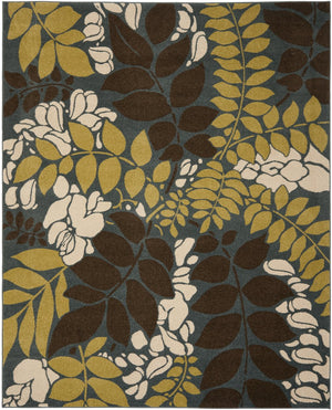 Safavieh Newbury Exquisite Power-loomed Area Rug With Elegant Botanical Design For Timeless Home Style Blue ,Brown Polypropylene Nwb8698-6525-3