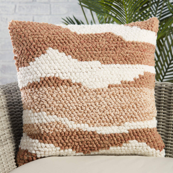 Jaipur Living Jaipur Living Nazka Boucle Square Throw Pillow Earthy Abstract Tan Indoor Outdoor PLW103721