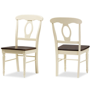 Baxton Studio Baxton Studio Napoleon 5-Piece French Country Dining Set with Buttermilk & Cherry Wood Finish Napoleon-Cherry/Buttermilk 5PC Dining Set