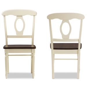 Baxton Studio Baxton Studio Napoleon 5-Piece French Country Dining Set with Buttermilk & Cherry Wood Finish Napoleon-Cherry/Buttermilk 5PC Dining Set