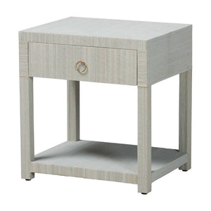 Bali & Pari Nata Handwoven Mendong Grasscloth Nightstand with Drawer and Open Shelf Boho