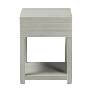 Bali & Pari Nata Handwoven Mendong Grasscloth Nightstand with Drawer and Open Shelf Boho