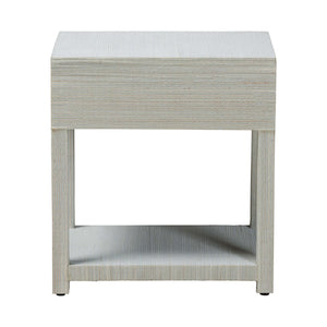 Bali & Pari Nata Handwoven Mendong Grasscloth Nightstand with Drawer and Open Shelf Boho