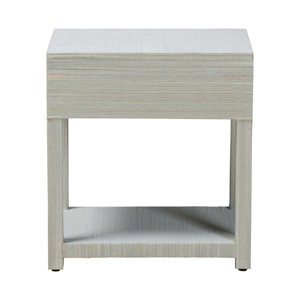 Bali & Pari Nata Handwoven Mendong Grasscloth Nightstand with Drawer and Open Shelf Boho