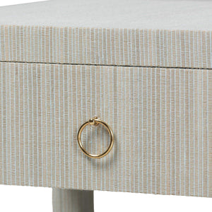Bali & Pari Nata Handwoven Mendong Grasscloth Nightstand with Drawer and Open Shelf Boho