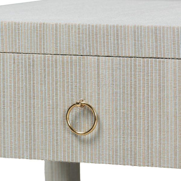 Bali & Pari Nata Handwoven Mendong Grasscloth Nightstand with Drawer and Open Shelf Boho