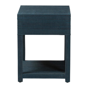 Bali & Pari Nata Handwoven Mendong Grasscloth Nightstand with Drawer and Open Shelf Boho