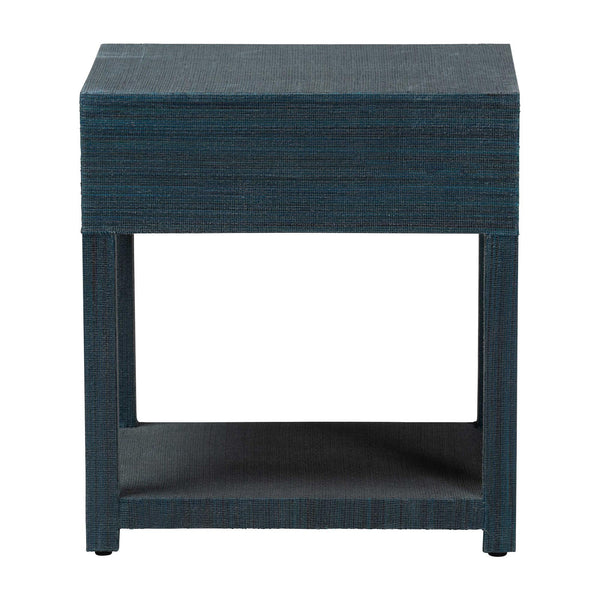 Bali & Pari Nata Handwoven Mendong Grasscloth Nightstand with Drawer and Open Shelf Boho