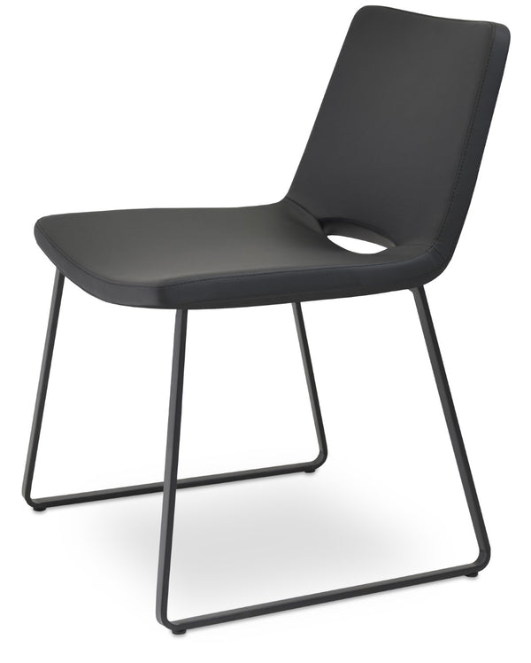 Soho Concept Nevada Arm Sled Chair - Stylish Leatherette Dining Chair With Ergonomic Support And 500 Lb Capacity Black  Soho-concept-dining-chair-04666