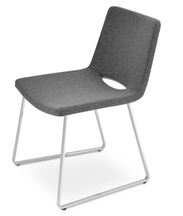 Soho Concept Nevada Sled Chair - Ergonomic Dining Chair With Chrome Base, 10-year Guarantee & Wool Upholstery Chrome,Dark Grey  Soho-concept-dining-chair-04624