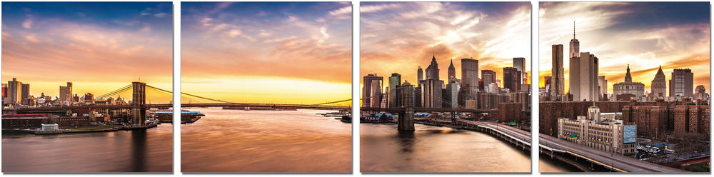 Wall Art Stunning NYC Sunset Panorama - 4 Piece Acrylic Set for Modern Home Décor & Inspiration
