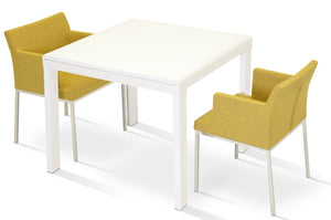 Soho Concept Daisy 5 Star Wood Dining Table: Elegant White Lacquer, Walnut, Or Natural Ash With Stylish Base Options White,Chrome  Soho-concept-dining-chair-13843