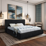 Nico Black Velvet Queen Bed NicoBlack-Q Meridian Furniture